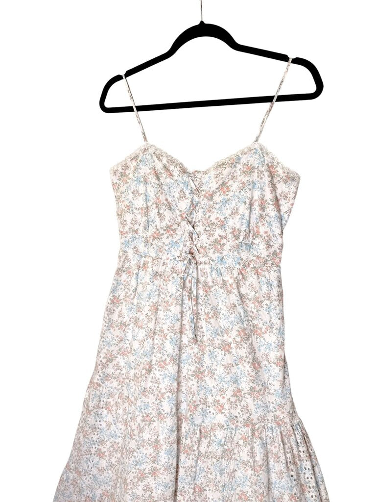 AUDREY PARKS EYELET FLORAL TIERED MAXI DRESS