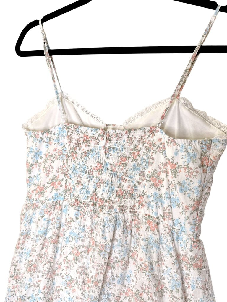 AUDREY PARKS EYELET FLORAL TIERED MAXI DRESS