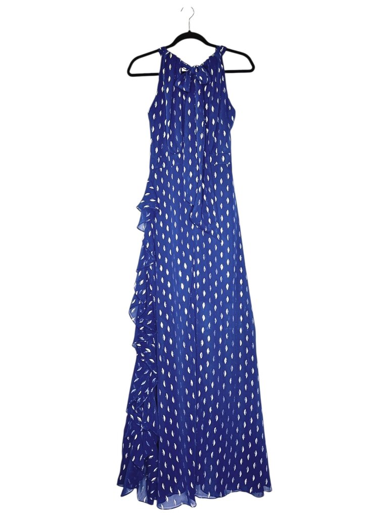 BETSY & ADAM HALTER RUFFLE SIDE MAXI DRESS