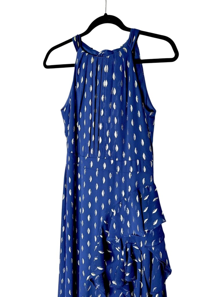 BETSY & ADAM HALTER RUFFLE SIDE MAXI DRESS