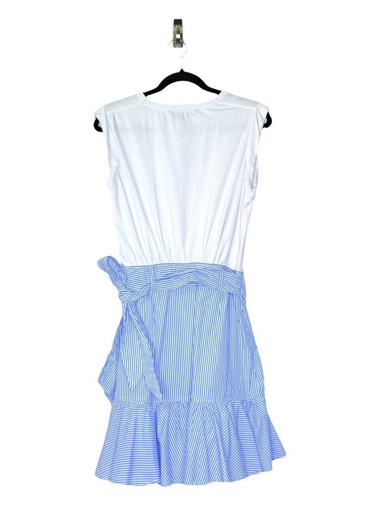 VERONICA BEARD JEANS PINSTRIPE RUFFLE SIDE TIE DRESS