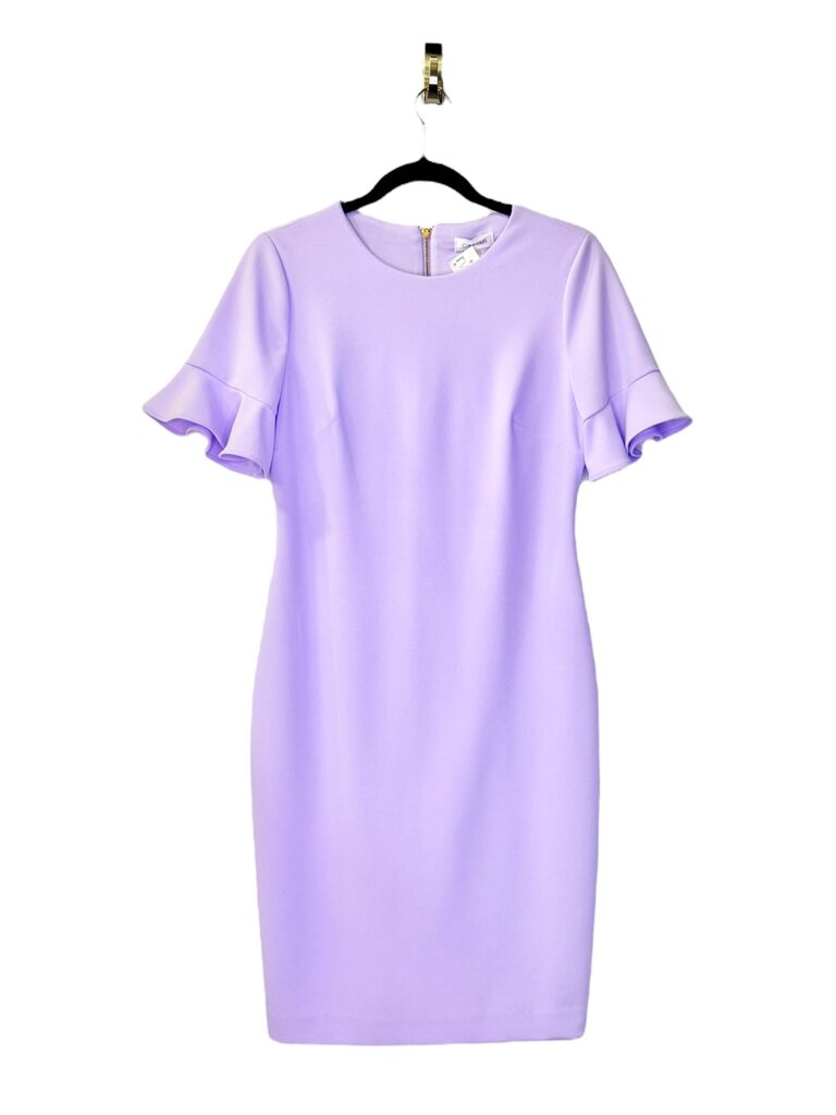 CALVIN KLEIN RUFFLE SLEEVE SHEATH DRESS