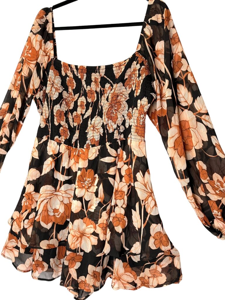 EXPRESS FLORAL CHIFFON SMOCKED BUST BABYDOLL DRESS
