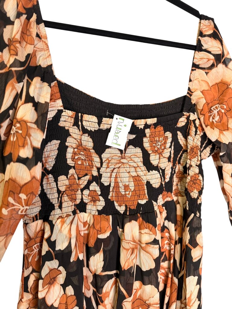 EXPRESS FLORAL CHIFFON SMOCKED BUST BABYDOLL DRESS