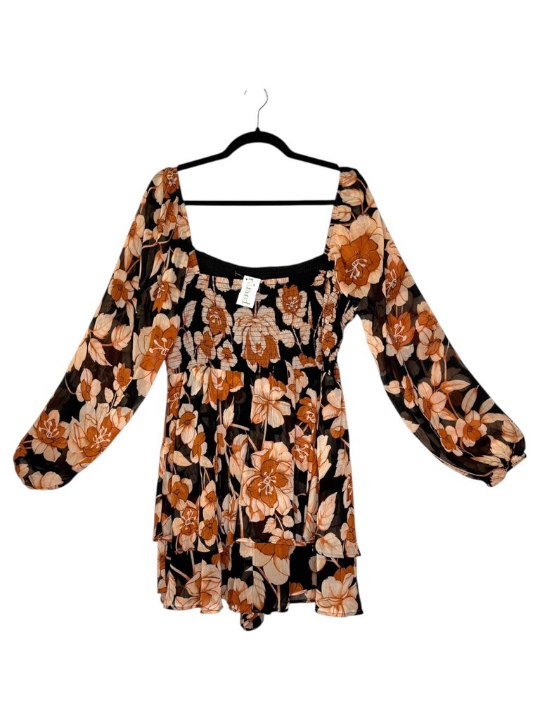 EXPRESS FLORAL CHIFFON SMOCKED BUST BABYDOLL DRESS