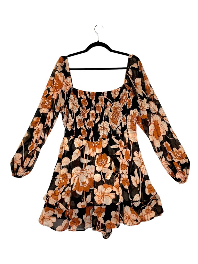 EXPRESS FLORAL CHIFFON SMOCKED BUST BABYDOLL DRESS