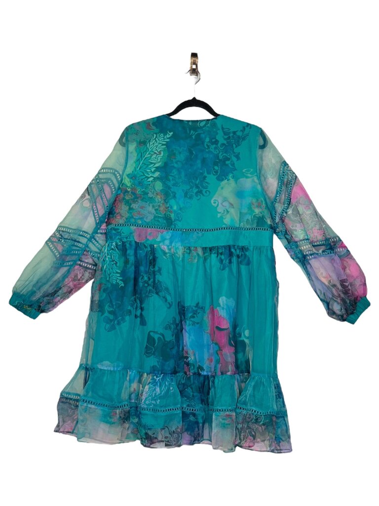 CYNTHIA ROWLEY FLORAL ORGANZA OVERLAY DRESS