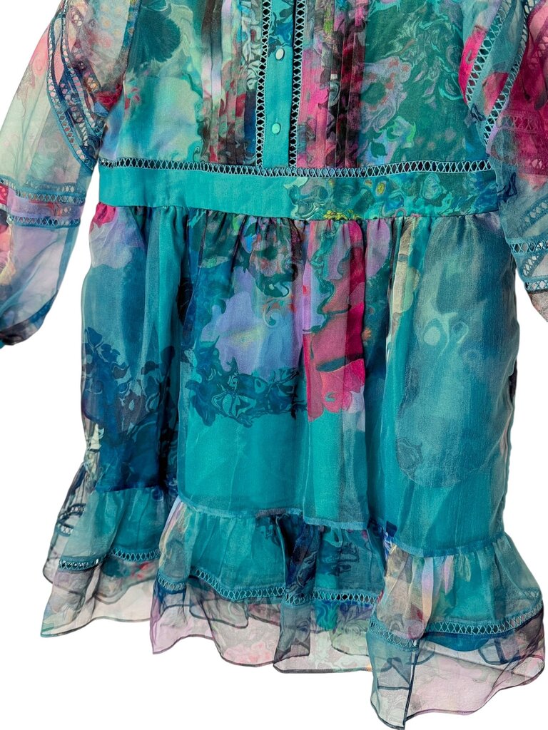 CYNTHIA ROWLEY FLORAL ORGANZA OVERLAY DRESS