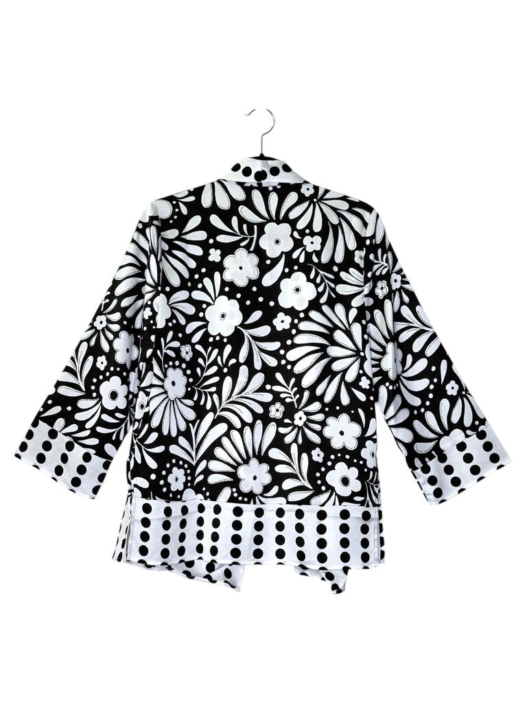 ANN TAYLOR SATIN FLORAL POLKA OPEN BLAZER
