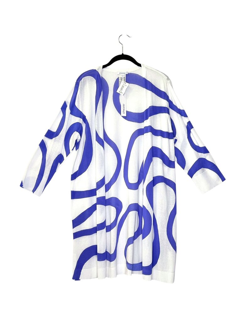 CHICO'S SWIRL PRINT KNIT OPEN TOPPER