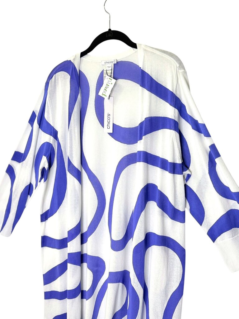 CHICO'S SWIRL PRINT KNIT OPEN TOPPER