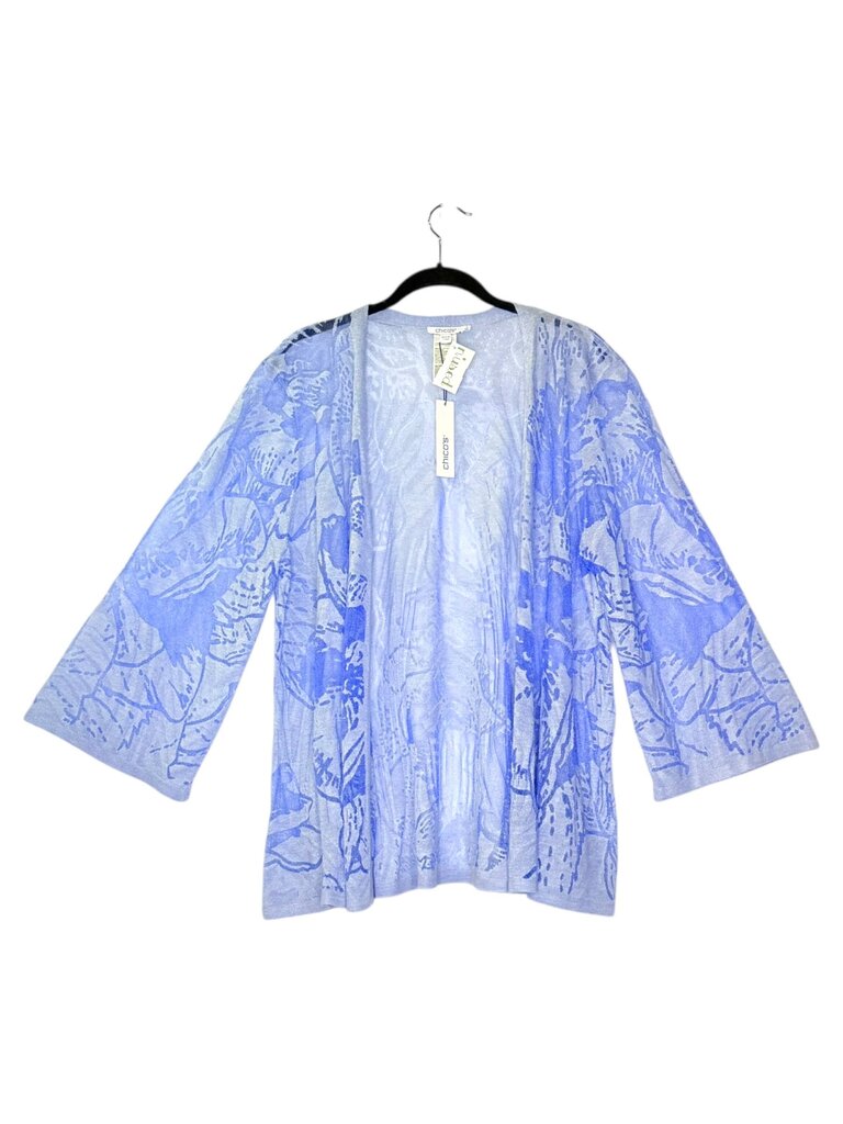 CHICO'S ILLUSION FLORAL OPEN CARDIGAN