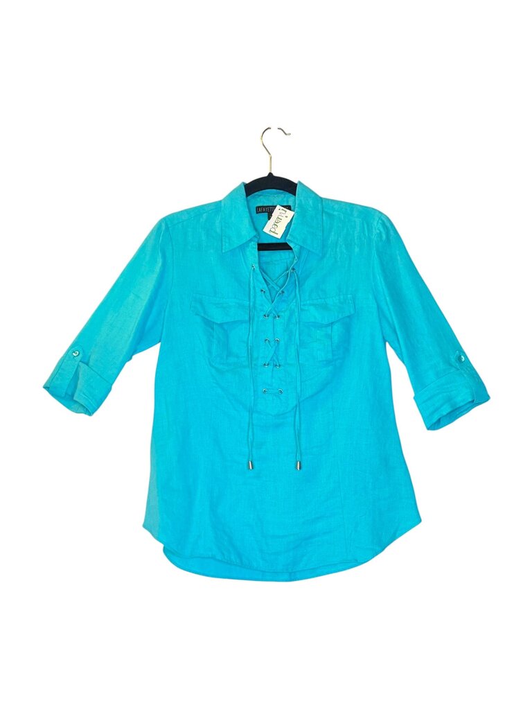 LAFAYETTE 148 LINEN LACE UP BLOUSE