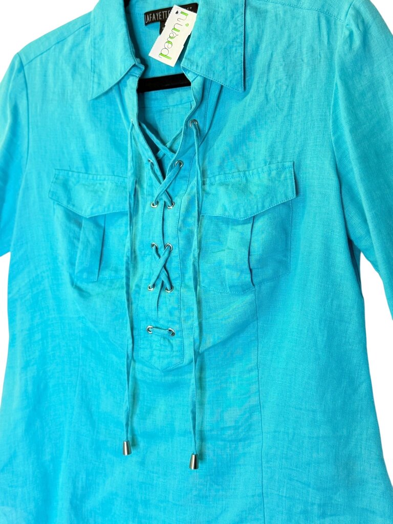 LAFAYETTE 148 LINEN LACE UP BLOUSE