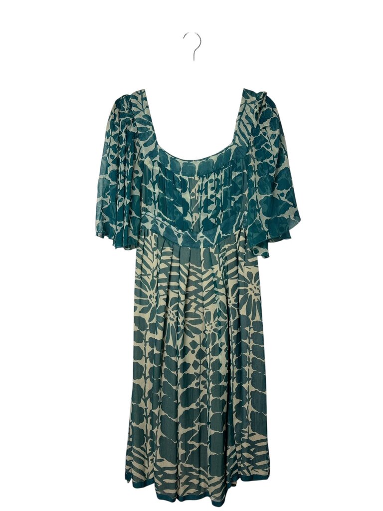 ANNA SUI LEAF/FLORAL PRINT DRESS