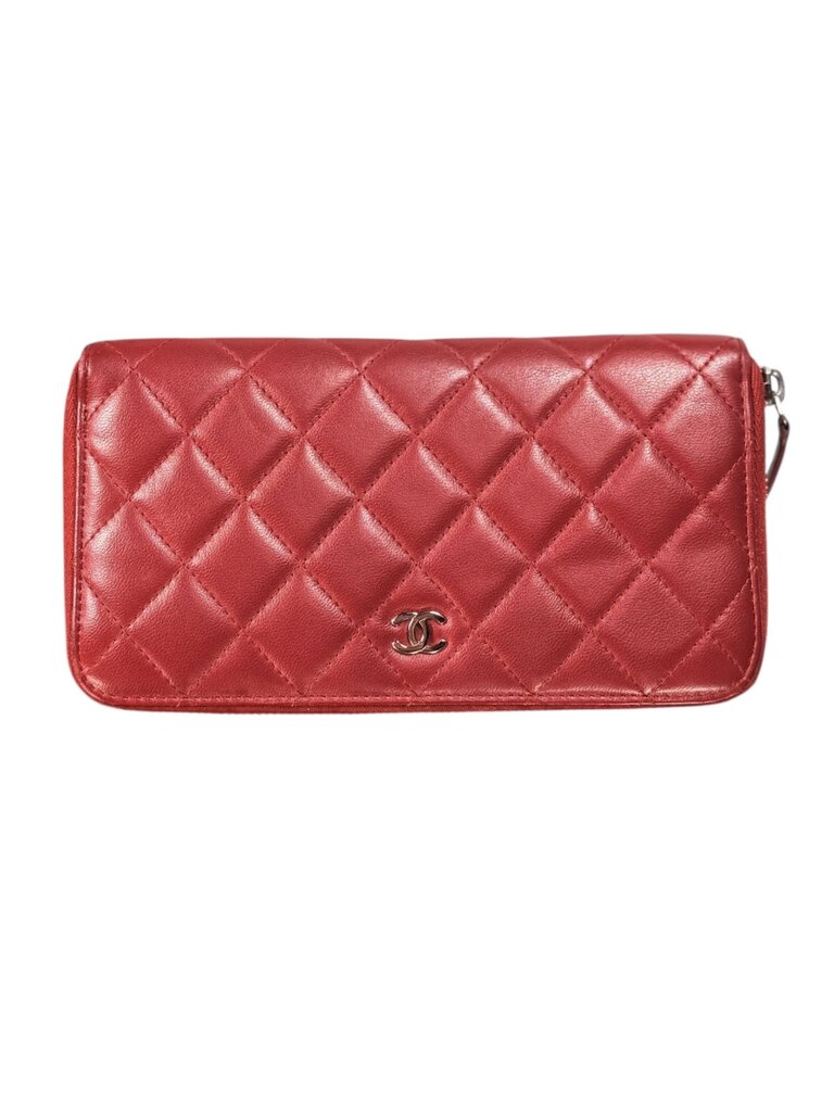 CHANEL QUILTED LEATHER ZIP AROUND LONG WALLET
