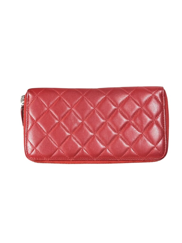 CHANEL QUILTED LEATHER ZIP AROUND LONG WALLET