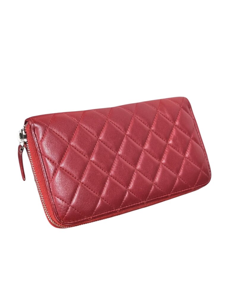 CHANEL QUILTED LEATHER ZIP AROUND LONG WALLET