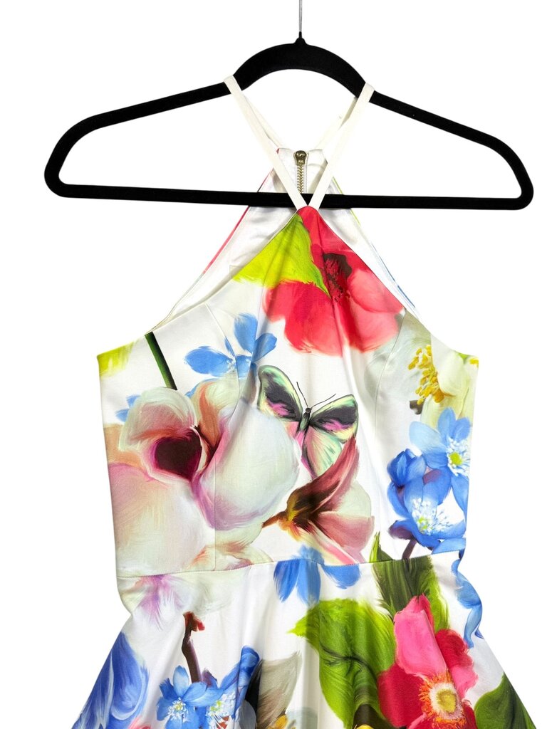 TE BAKER FLORAL HALTER DRESS