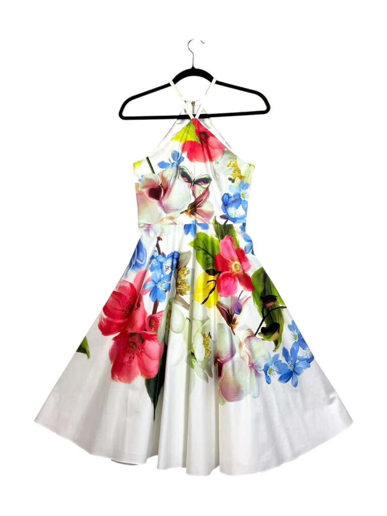 TE BAKER FLORAL HALTER DRESS