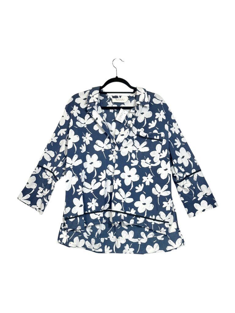 MARNI FLORAL HALF BUTTON BLOUSE