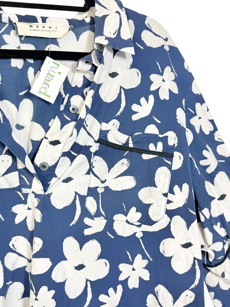 MARNI FLORAL HALF BUTTON BLOUSE