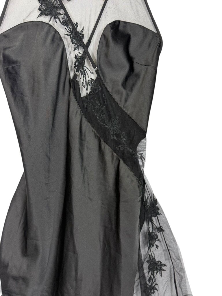 THISTLE AND SPIRE SATIN AND MESH SLIP DRESS