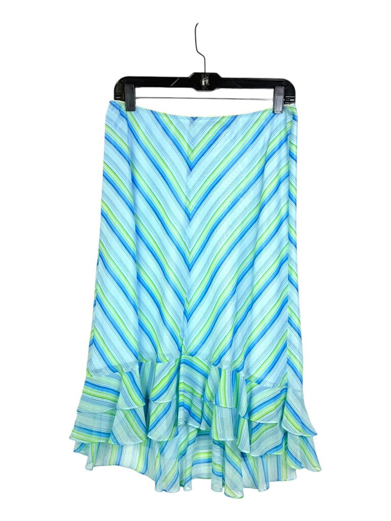 CASUAL CORNER VINTAGE STRIPE RUFFLE HEM MIDI SKIRT