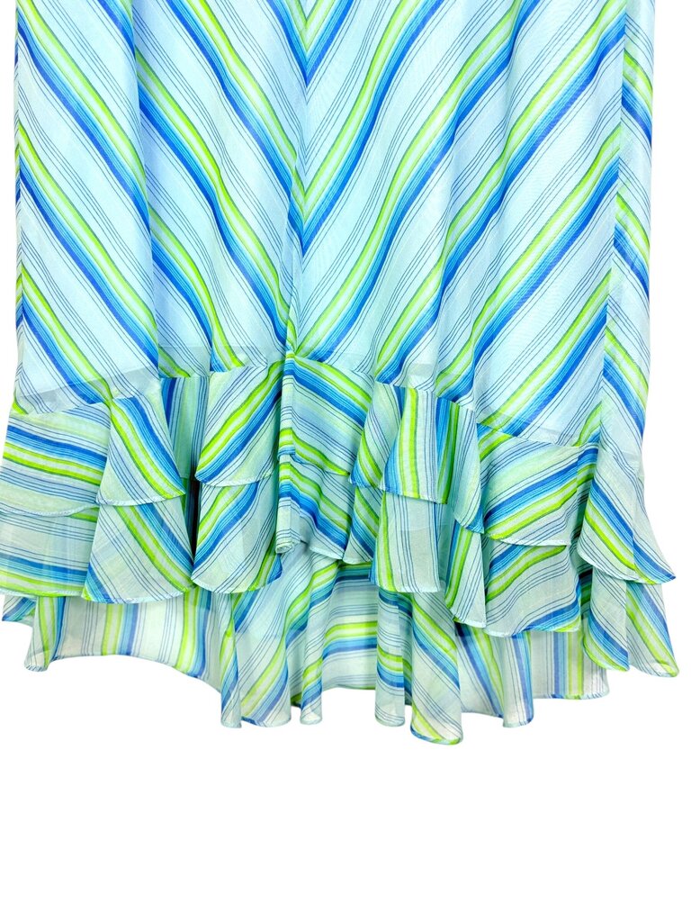 CASUAL CORNER VINTAGE STRIPE RUFFLE HEM MIDI SKIRT
