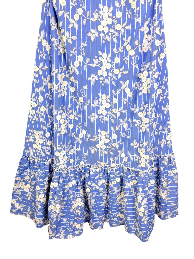 N/NICHOLAS FLORAL APPLIQUE & STRIPE MAXI SUN DRESS