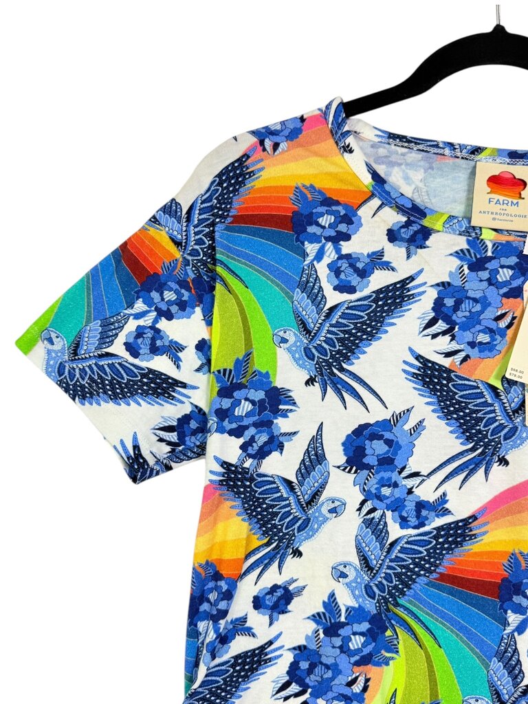 FARM FOR ANTHROPOLOGIE RAINBOW & PARROT TEE SHIRT