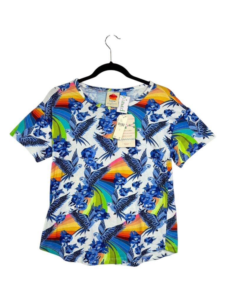 FARM FOR ANTHROPOLOGIE RAINBOW & PARROT TEE SHIRT