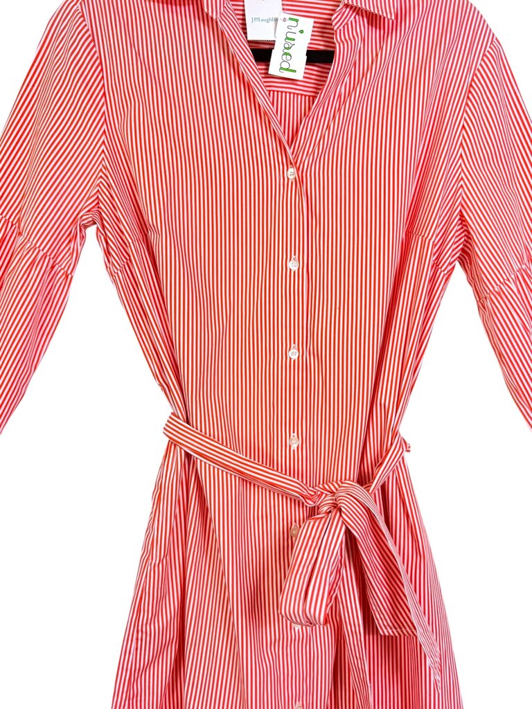 J.MCLAUGHLIN STRIPE SHIRT DRESS WITH TIE BELT