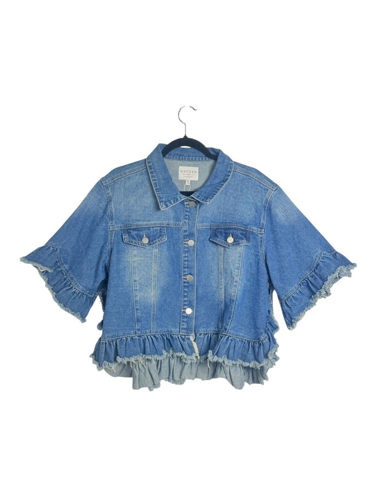 HAYDEN DENIM SHACKET RUFFLE HEM