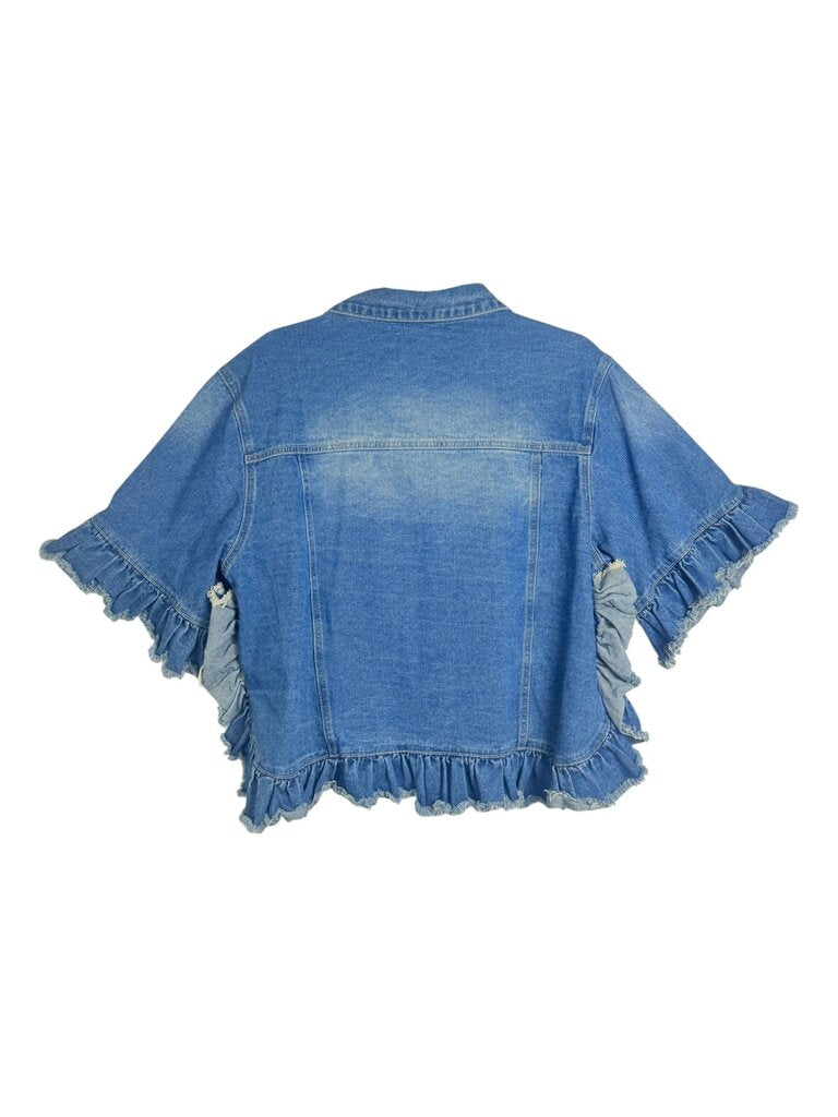 HAYDEN DENIM SHACKET RUFFLE HEM