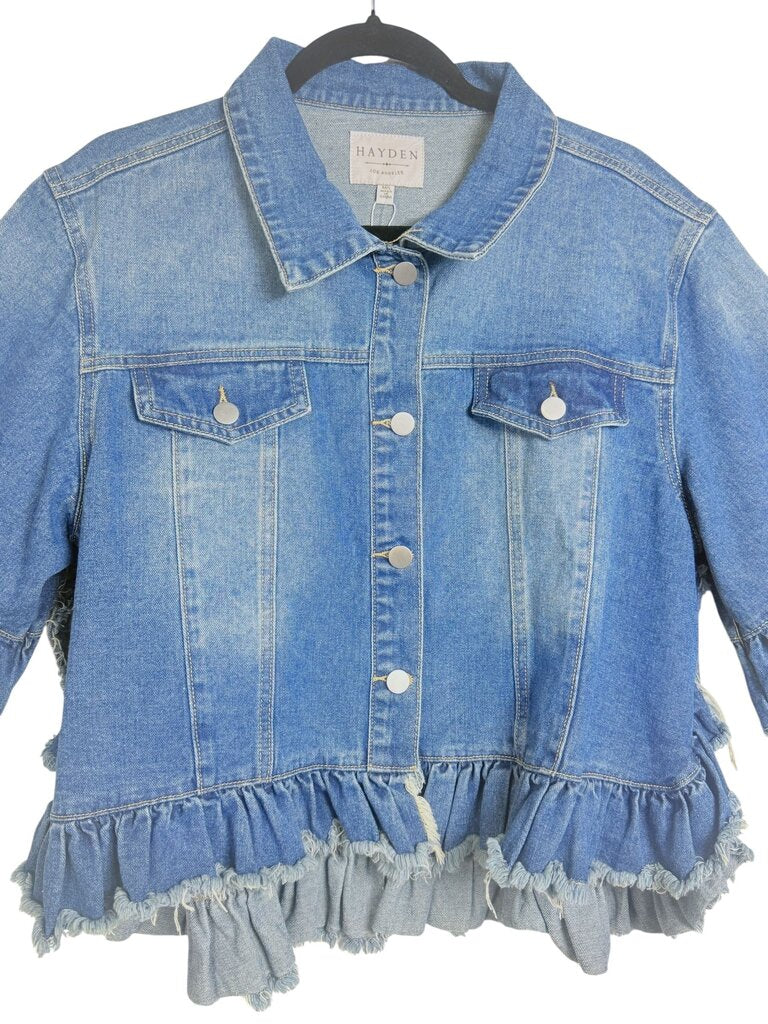 HAYDEN DENIM SHACKET RUFFLE HEM