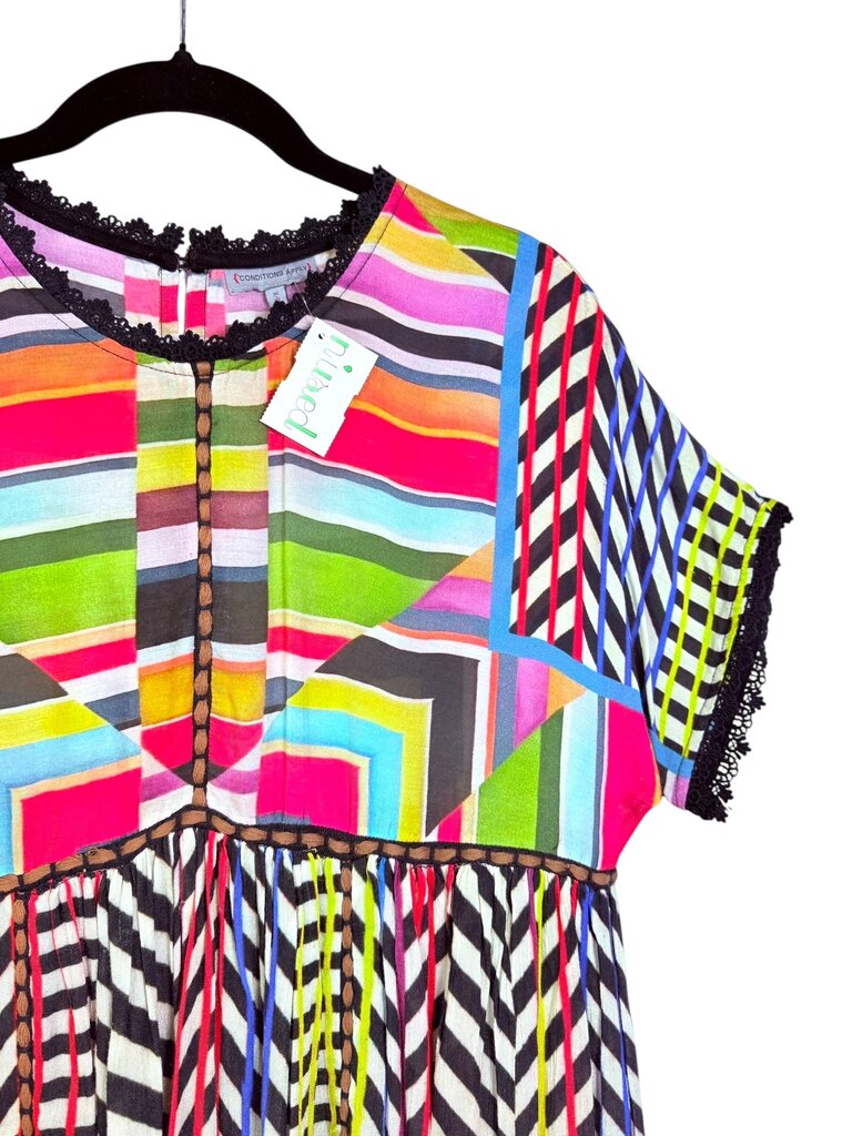 CONDITIONS APPLY MULTI COLOR GEO PRINT MINI DRESS