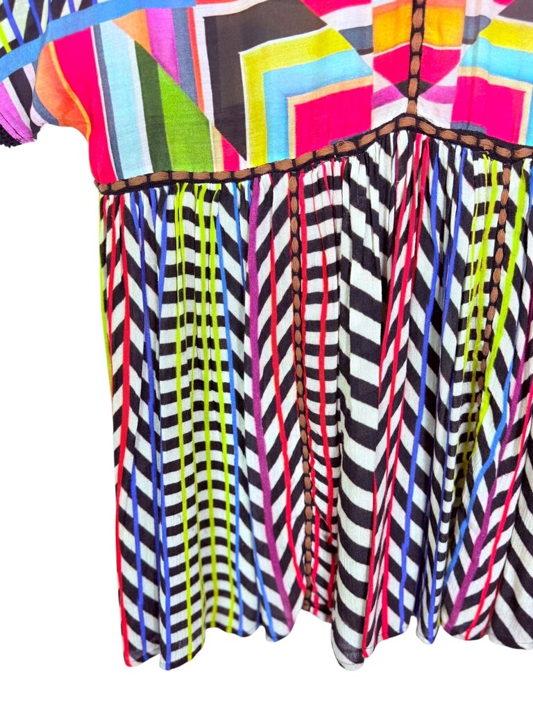 CONDITIONS APPLY MULTI COLOR GEO PRINT MINI DRESS