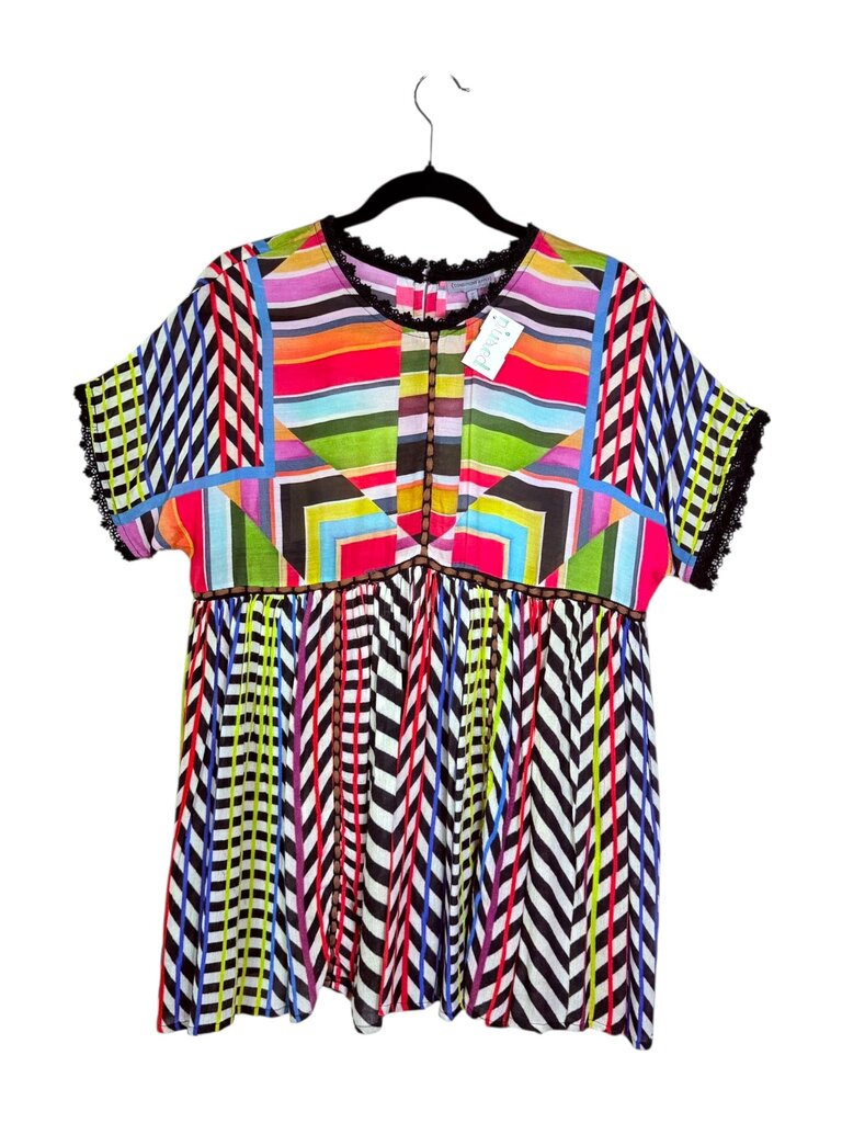 CONDITIONS APPLY MULTI COLOR GEO PRINT MINI DRESS