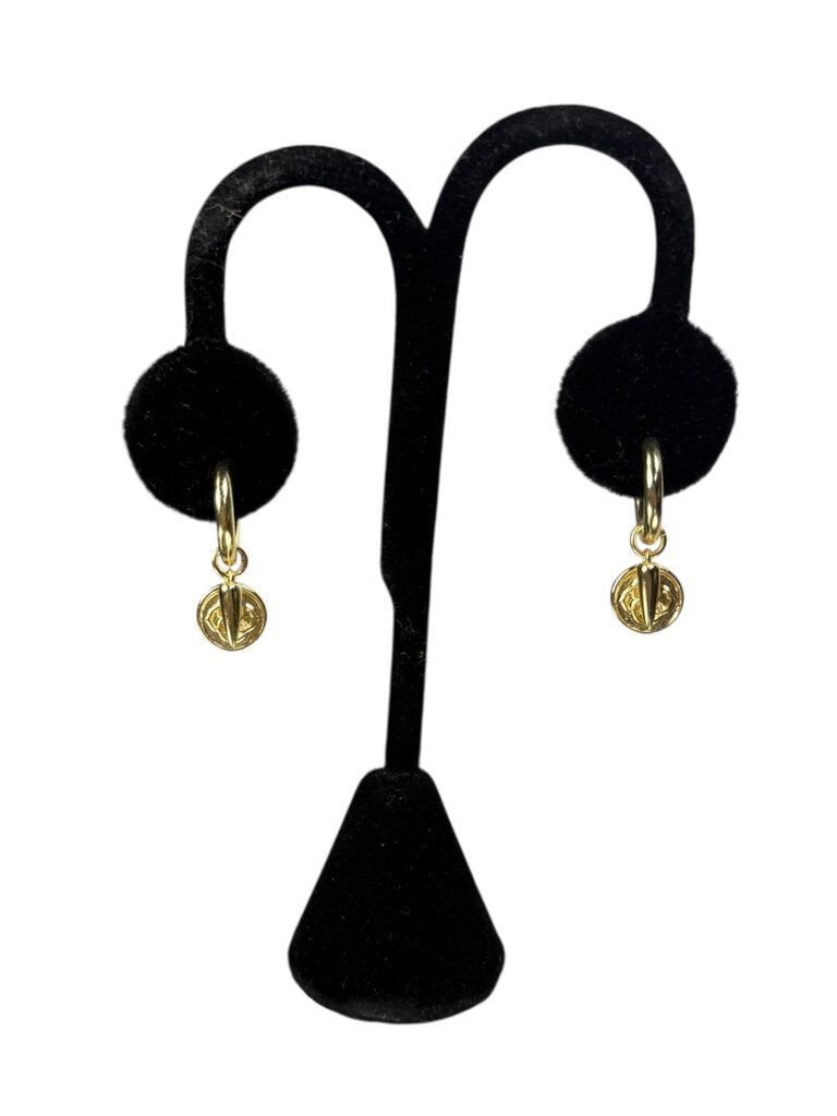 KENDRA SCOTT DIRA COIN DANGLE HUGGIE EARRINGS