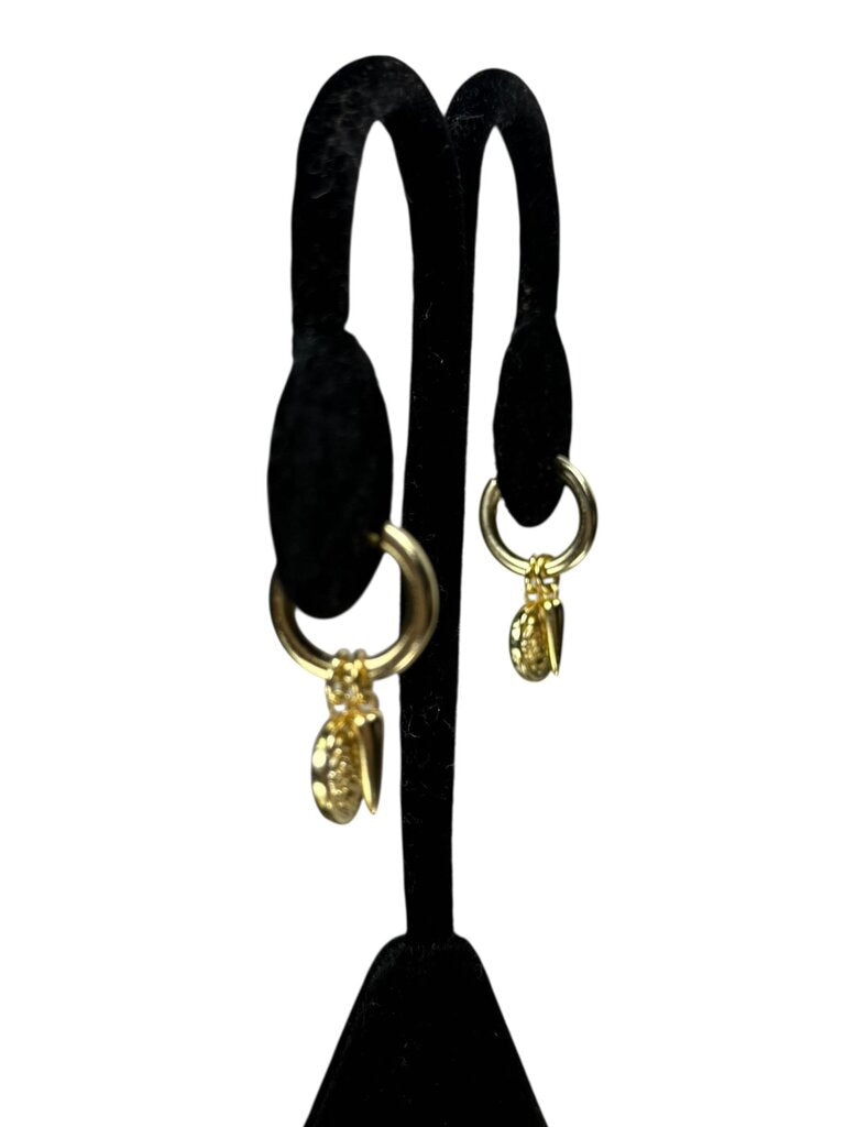 KENDRA SCOTT DIRA COIN DANGLE HUGGIE EARRINGS