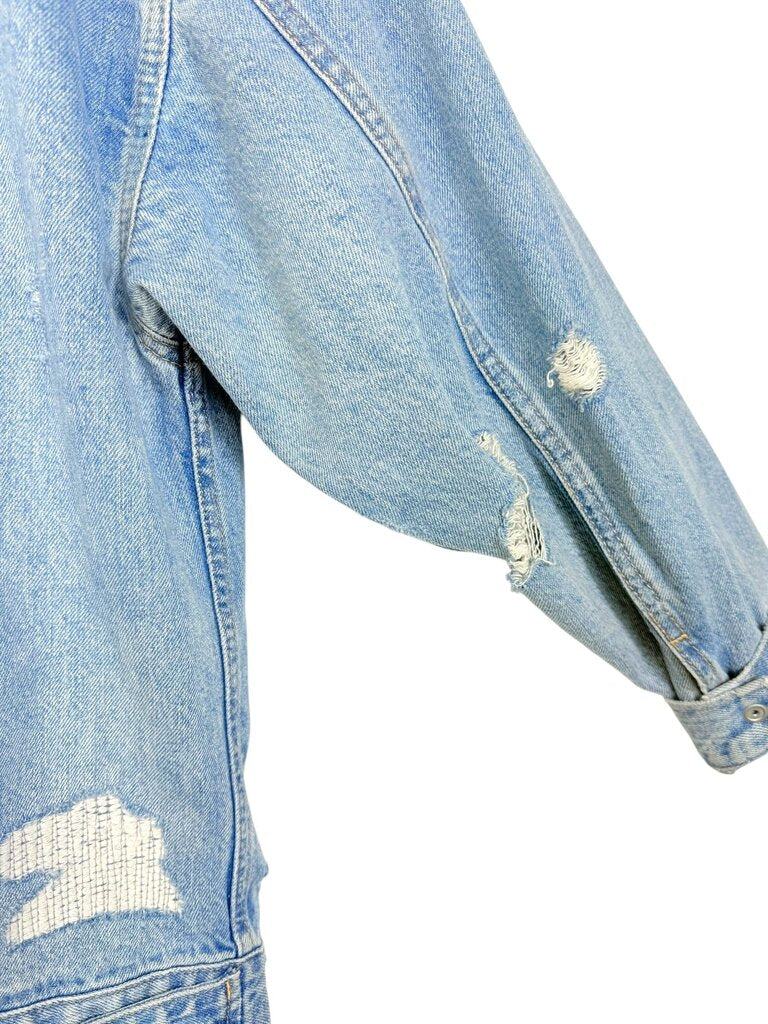 AMERICAN EAGLE DISTRESSED DENIM JACKET