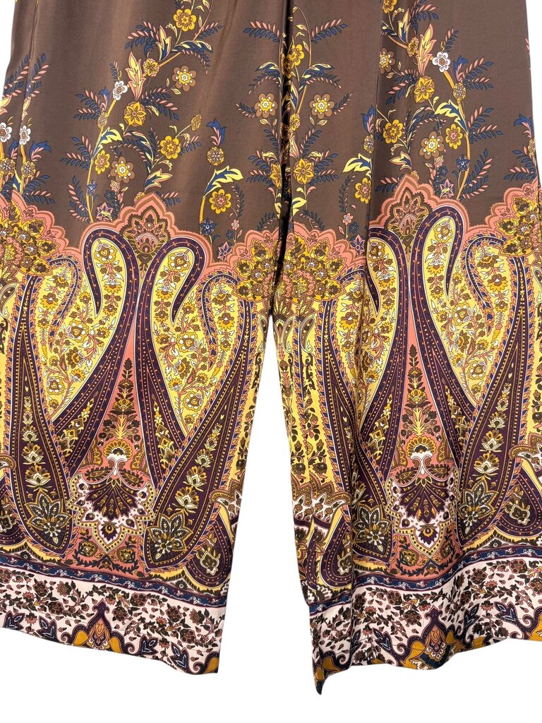 RACHEL ZOE WIDE LEG SATIN PAISLEY PANT