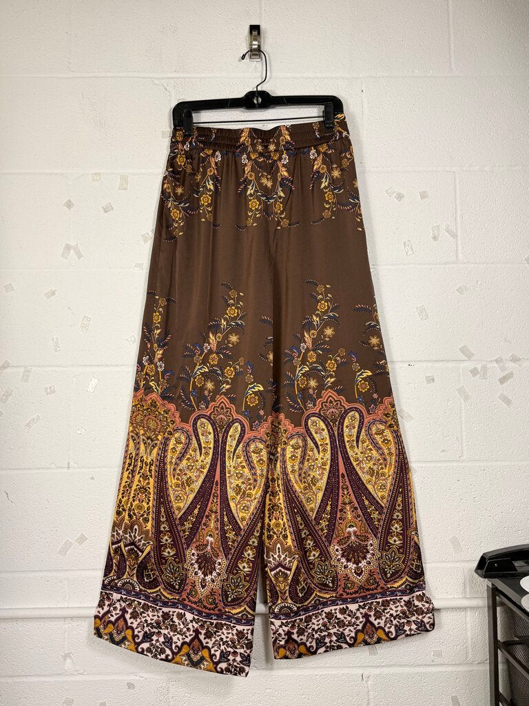 RACHEL ZOE WIDE LEG SATIN PAISLEY PANT