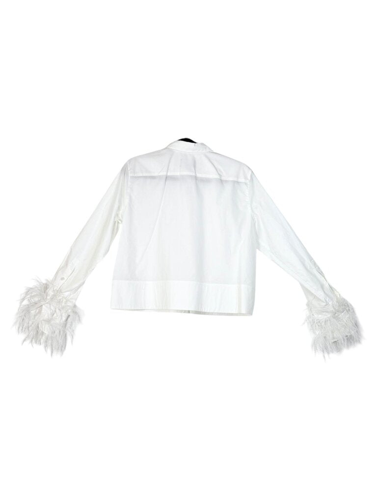 J. CREW CROP BUTTON DOWN FEATHER TRIM CUFFS