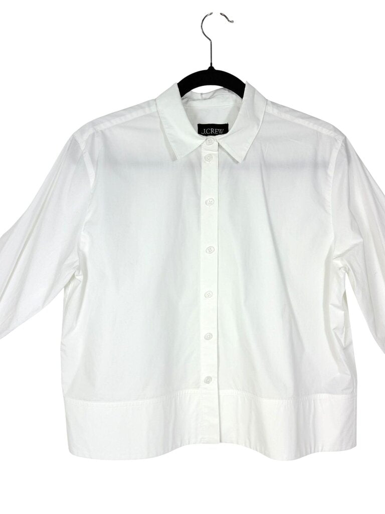J. CREW CROP BUTTON DOWN FEATHER TRIM CUFFS