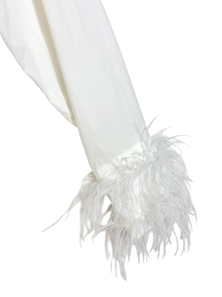 J. CREW CROP BUTTON DOWN FEATHER TRIM CUFFS
