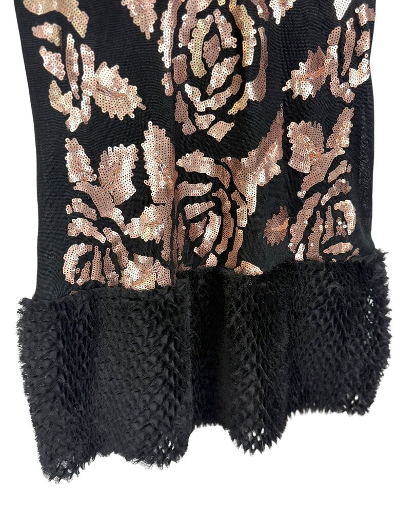 DEFENON BEADED SHIFT WITH HONEYCOMB HEM