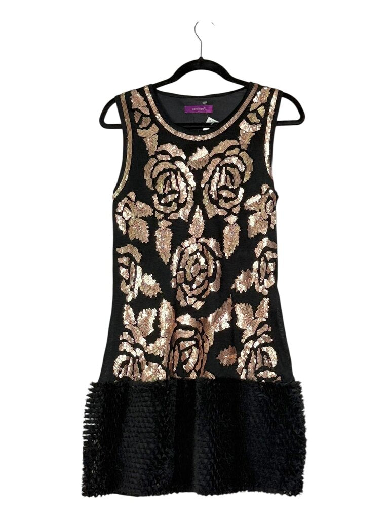 DEFENON BEADED SHIFT WITH HONEYCOMB HEM