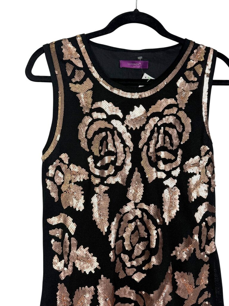 DEFENON BEADED SHIFT WITH HONEYCOMB HEM